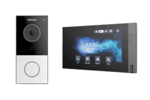 Kit Akuvox WIFI E12W + S562W / 100% en la Nube / POE / Bluetooth / NFC / Lector de Tarjetas MIFARE / ONVIF / IP65 / Cámara 2 MP / Botón con Iluminación / Control de 1 Puerta / Entradas de Alarma