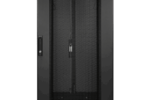 Gabinete Rack 24U / Montaje en Pared o Piso / Carga Estática 1,365 kg / Puerta Perforada Hexagonal / Rieles Ajustables / Negro