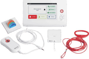Kit de Habitación Hospitalaria PRO / Terminal IP 7" Táctil + Pulsador Cama IP67 + Luz Cuatricolor + Tirador Baño / Comunicación Paciente-Enfermero VoIP SIP / PoE / Antibacteriano