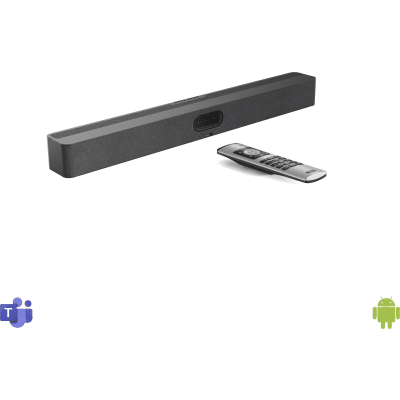 Barra de Videoconferencia / Triple Cámara 50 MP / 16 Micrófonos MEMS 10 m (32.8 ft) / 4 Altavoces 5W 97 dBSPL / Android Integrado / Modo BYOD / Microsoft Teams / Zoom / RingCentral