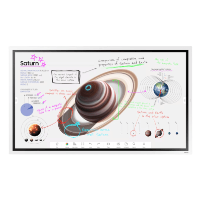 Pantalla Interactiva Digital / 55 Pulgadas / 4K UHD 3840x2160 / Touch IR 20 Puntos / Whiteboard 4 Usuarios / Tizen 9.0 / Wi-Fi / Bluetooth