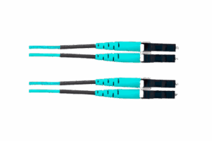 Jumper de Fibra Óptica / Multimodo OM4 50/125 μm / LC-LC Dúplex / OFNR Riser / 25 m (82 ft) / Color Aqua