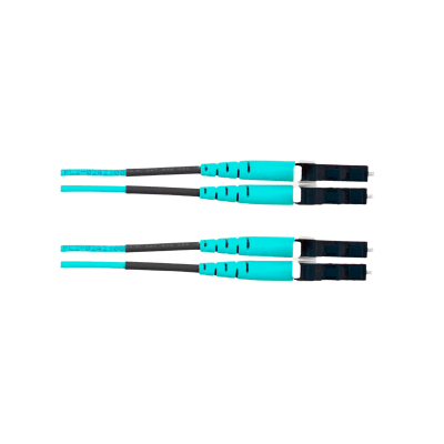 Jumper de Fibra Óptica / Multimodo OM4 50/125 μm / LC-LC Dúplex / OFNR Riser / 25 m (82 ft) / Color Aqua