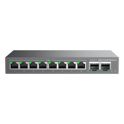 Switch L2 Lite Administrable / 8 Puertos Ethernet 2.5 Gbps / 2 Puertos SFP+ 10 Gbps / VLAN / QoS / Montaje Escritorio o Pared