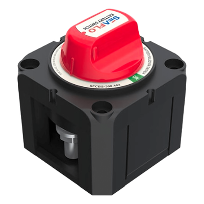 Interruptor Desconexión Batería / 275A DC Continuo / 900A DC Arranque / IP68 / Terminales Cobre M10 / Montaje Superficie y Panel
