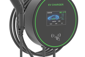 Estación de Carga para Vehículos Eléctricos / 48 A / 11.5 kW / Conector Tipo 1 (SAE J1772) / 220-250 V Monofásico y 380-480 V Trifásico / Pantalla LCD 4.3 in (10.9 cm) / Cable TPU 5 m (16.4 ft) / Plug and Play / APP Móvil / RFID / Carcasa Aluminio y UL94-V0 / IP65