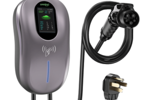 Estación de Carga para Vehículos Eléctricos / 40 A / 9.6 kW / Conector Tipo 1 (SAE J1772) / 110-240 V AC / Pantalla LCD 4.3 in (10.9 cm) / WiFi / APP / RFID / IP65 / Cable TPE 5 m (16.4 ft)