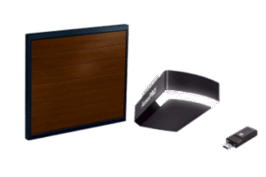 KIT COMPLETO Incluye /Puerta D/ Garage / APDOORB 12x8 Pies / Lisa Linea Central / Imitacion madera / Insulada / Interfase ACCESSWIFI / Motor FS1000M / 1/2HP / Fuerte/Silencioso/Luz LED/Motor DC .