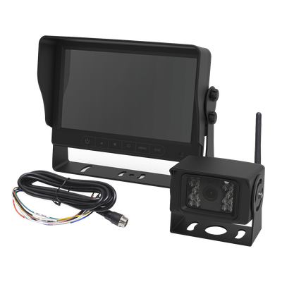 Cámara de Reversa Inalámbrica / Monitor LCD 7" / Visión Nocturna IR 18 LEDs / IP69K / Expandible a 4 Cámaras