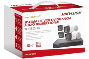 Kit TurboHD / 3K 5 Megapixel / DVR 4 Canales + 2 IP / 4 Cámaras Bala Dual Light / IR 30 m (98.4 ft) / Audio Bidireccional / AcuSense