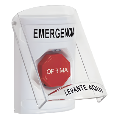 Botón Multipropósito / Montaje Superficie / Tapa Policarbonato / Pre-Alarma Integrada / Texto Español / Compatible ADA / Solo Interior