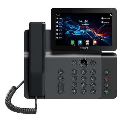 Teléfono IP Empresarial / Pantalla Táctil 7" / Wi-Fi 6 / Bluetooth 5.4 / 20 Líneas SIP / Cámara 1080p / PoE / Material Antibacterial