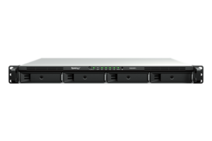 Servidor NAS Rackmount / 4 Bahías Hot-Swappable / 1U / 2000/1300 MB/s Lectura/Escritura / 4 Puertos 1GbE RJ45 / PCIe 3.0 x8 / Dual Power Supply Redundante / DSM / Almacenamiento Empresarial
