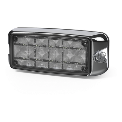 Luz De Advertencia De 5x2" 10 Led, Ámbar/Claro, Bisel Cromado, Lente Transparente