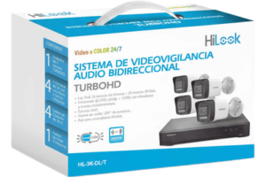 [Dual Light] Kit TurboHD 3K (5 Megapixel Lite) / DVR 4 Canales / 4 Cámaras bala Dual Light / Audio bidireccional / Accesorios de Interconexión / Fuente de Poder