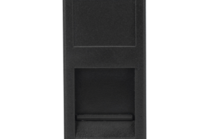 Medio Módulo / 1 Puerto Keystone RJ45 / Guardapolvo Integrado / Cajas Teleblock y Ofiblock / Acabado Negro