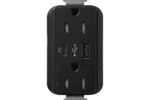 Receptáculo con USB / 15 A 125 V~ / Power Delivery 55 W / USB-A y USB-C / Tamper Resistant / Acabado Satinado Midnight