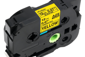 Cartucho de Etiquetas Laminadas / 12 mm (1/2") / Negro sobre Amarillo / 8 m (26.2 ft) / Alta Visibilidad para Cables / Compatible Brother 12 mm