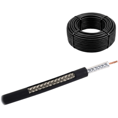 Rollo de 100 Metros de Cable Coaxial Tipo RG-58, LMR-195, Baja Pérdida de 50 Ohms, Conductor de Cobre Sólido